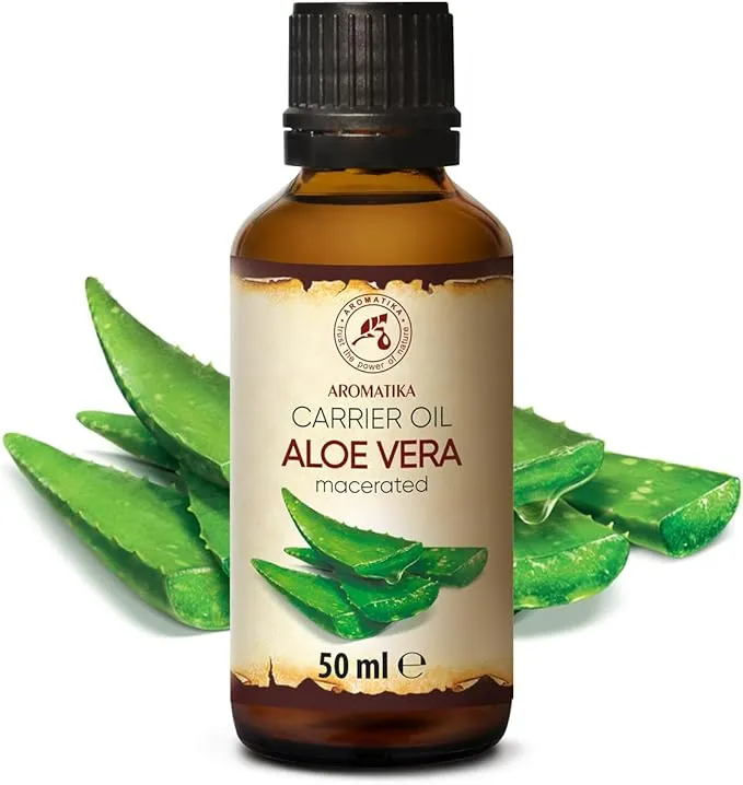Aloe Vera Oil 50ml - Aloe Barbadensis Leaf Extract - Pure & Natural - Hair - Face - Body - Massage - Bath - Glass Bottle - Oil Aloe Vera - Brasil...webp