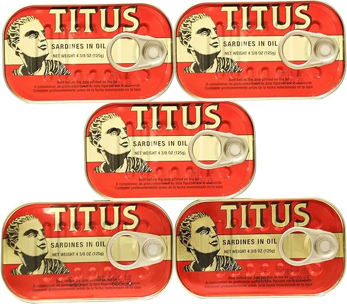 [EPI007] Titus Sardines, Sardines sealed in Vegetable Oil, Pack of 5 (5 x 1.5gms cans)