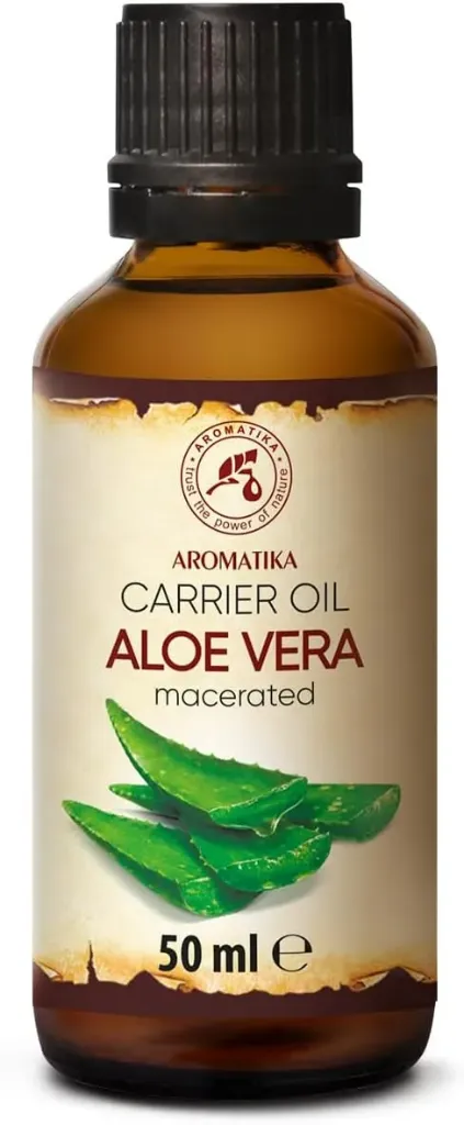 Huile d'aloe vera 50 ml - Extrait de feuille d'aloe barbadensis - Pure et naturelle - Cheveux - Visage - Corps - Massage - Bain - Flacon en verre - Huile d'aloe vera - Brésil