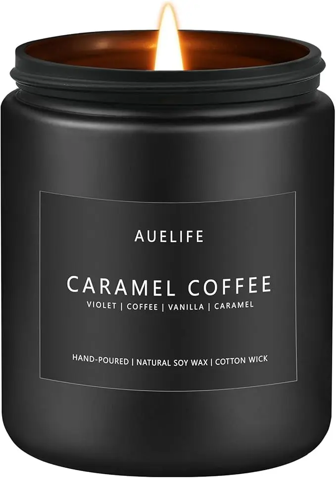 Caramel coffee scented candle – Scented candles for the home and women, aromatherapy candles, 200 ml soy wax jar candle