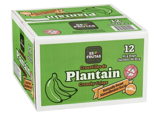 Croustilles plantain naturellement sucrées - 12 paquets par caisse (85 g chacun)