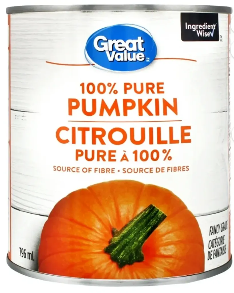 Canette de Citrouille pure à 100 %, sans épices ajoutées  796ml