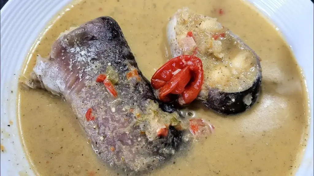 Machoiron fish broth (pepper soup) to be eaten with rice or plantains (as needed)