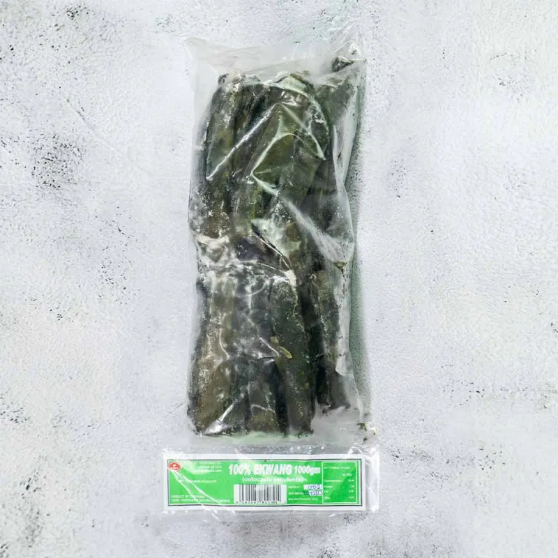 Rouleaux Ekwang-Ekpang non cuits mais congelés, préemballés – Boîte en gros (5 paquets) // Pre-wrapped Ekwang-ekpang uncooked but frozen Rolls – Bulk Box (5 Packs)