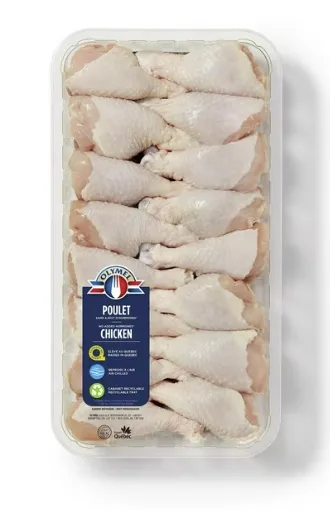 Olymel Halal Chicken drumsticks, 16 per tray, 3.8 - 4.4 lbs