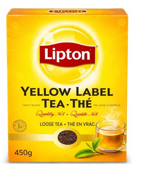 Lipton Yellow Label Thé Noir en Feuilles, Goût Riche, 450 g