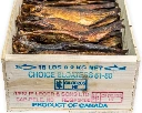 Hareng fumé salé fendu, Arenque ou Smoked Bloaters, caisse