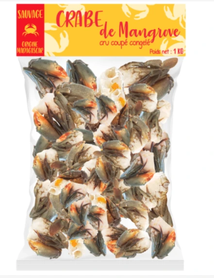 Morceaux de crabe de mangrove surgelés, 1 paquet, environ 1 kg