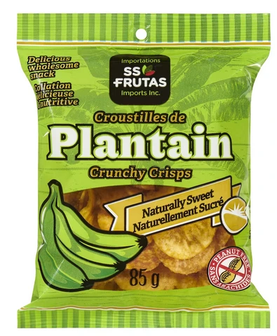 Lot of 6 sachets of plantain chips, 85g each